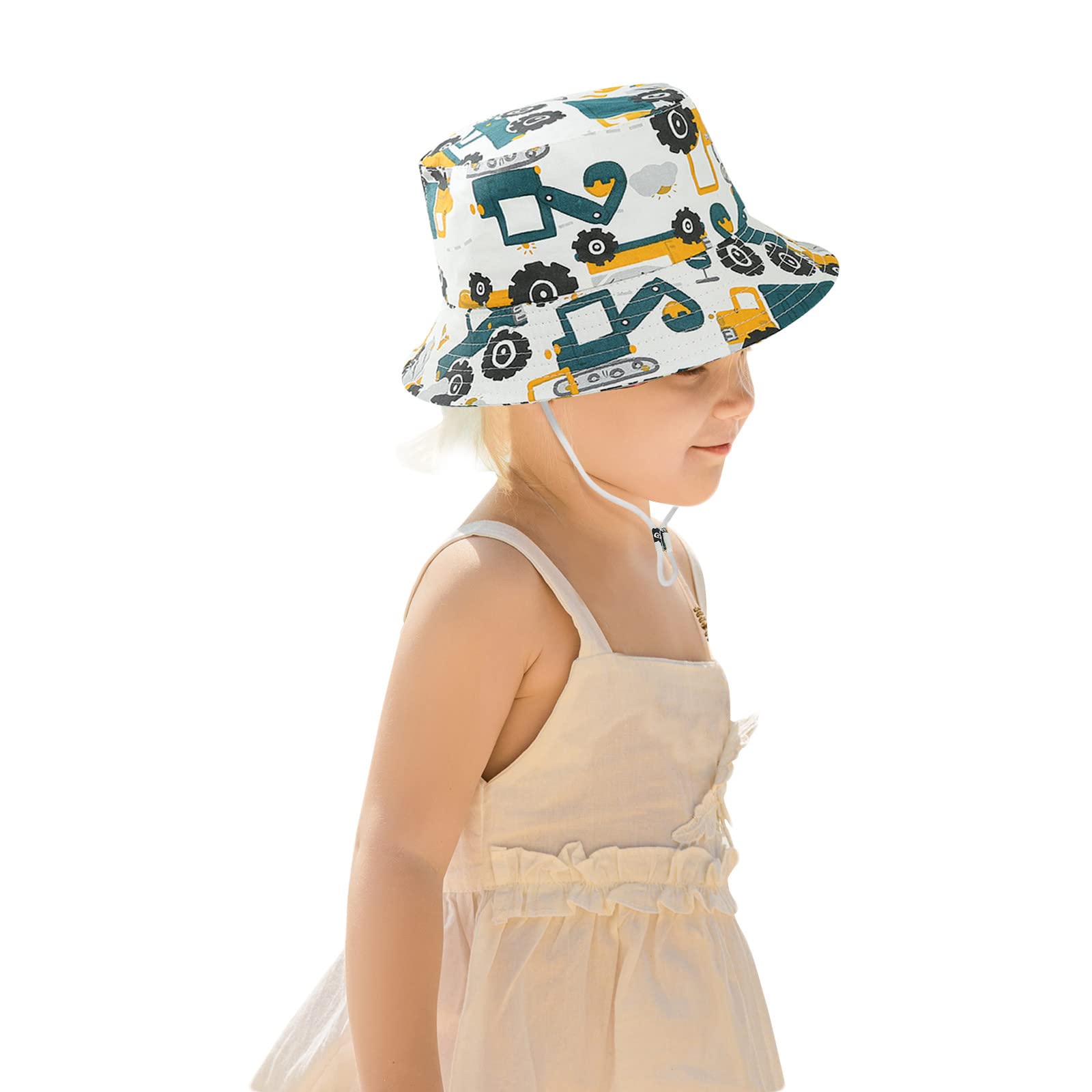 PANGHUBO Hate Kids Hats Spring Bucket Cap Hat Sun Sun Strap Cute Beach Adjustable Cartoon Outdoor Summer Chin Kids Hats & Caps Diner Hat Kids (D, One Size)