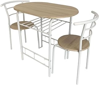 Miroytengo Juego de Mesa y 2 Sillas Cocina Butterfly, Mesa Fija, Melamina Color Blanco y Roble Sonoma
