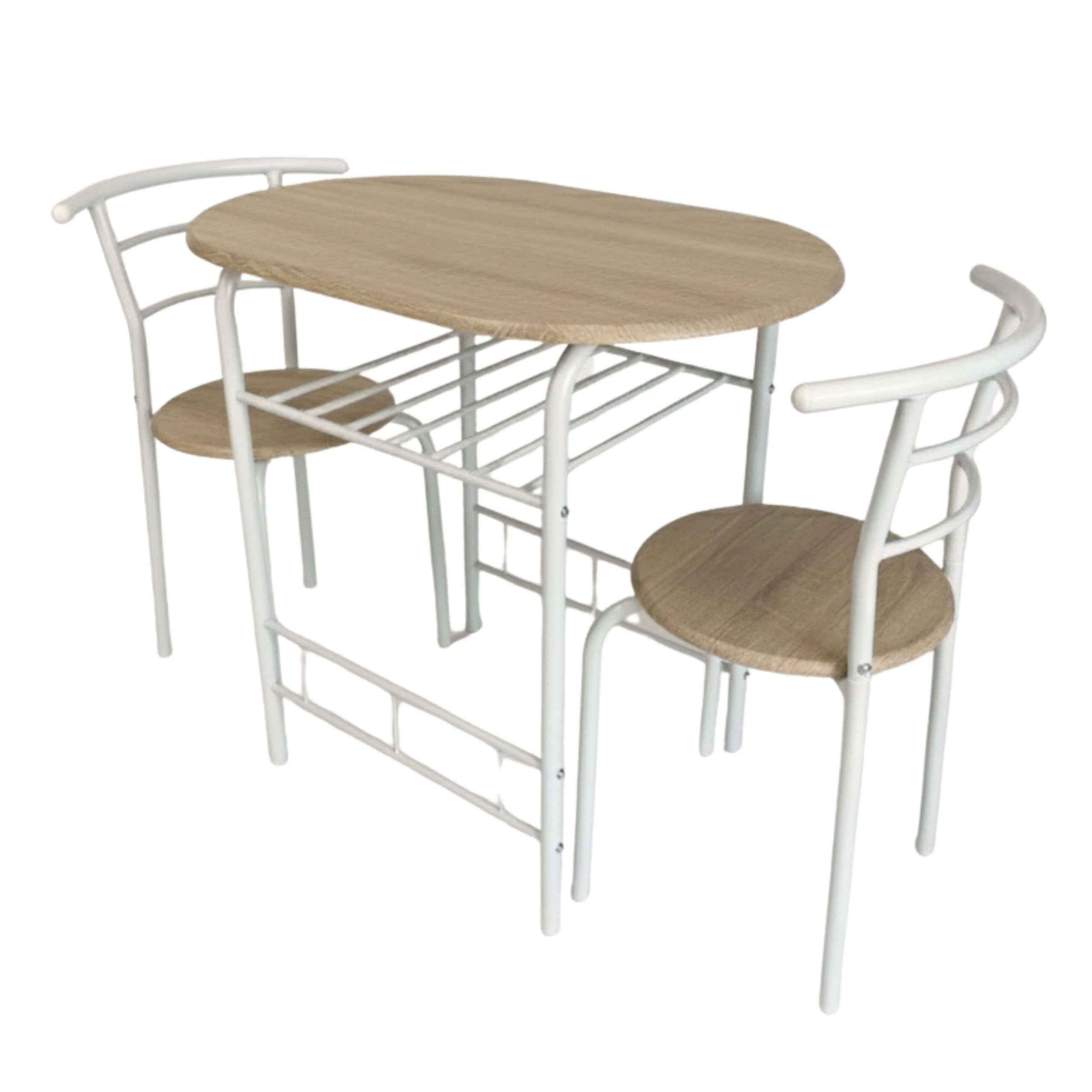 Miroytengo Juego de Mesa y 2 Sillas Cocina Butterfly Fija, Mesa Fija, Melamina Color Blanco y Roble Sonoma