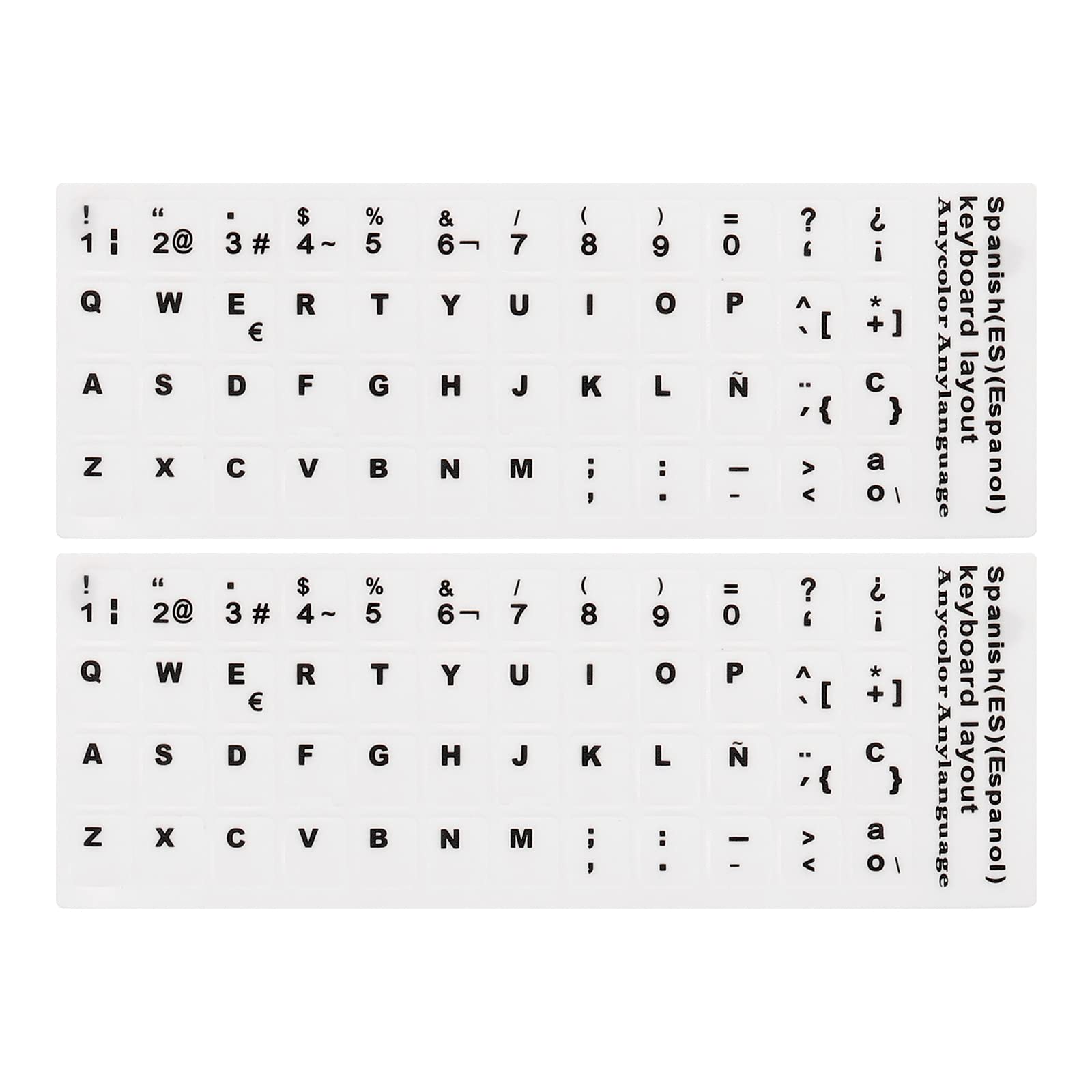 PATIKIL Español Teclado Pegatinas PC Teclado Pegatinas Blanco Fondo con Blancas Letras para Computadora Portátil Escritorio 2uds