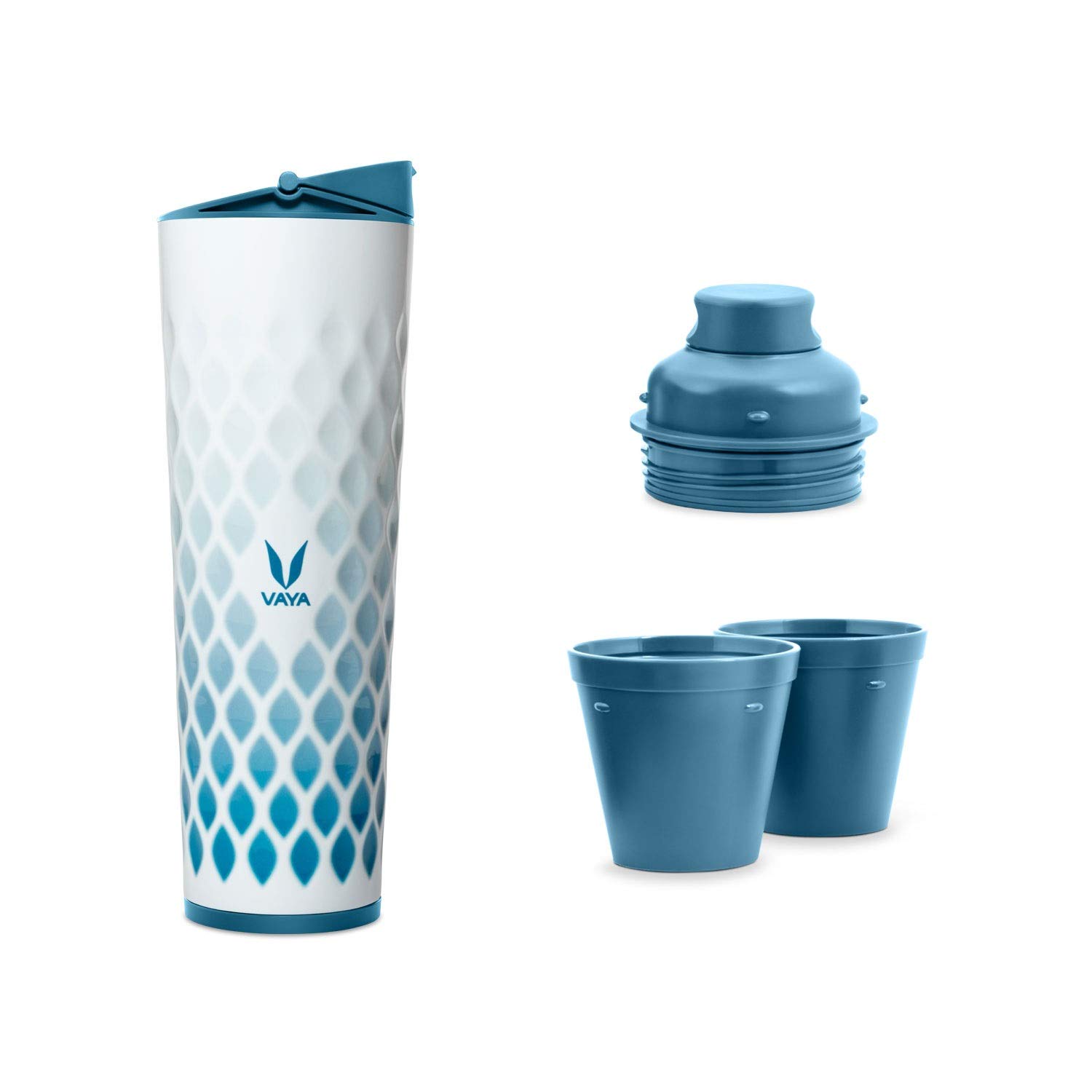 VAYA DRYNK600 ml 3 in 1 Vacuum Insulated Stainless Steel Gulper and Sipper Water Bottle (Tumbler+Sipper+Gulper) with 2 Cups, Thermos Flask, Ice Crystal
