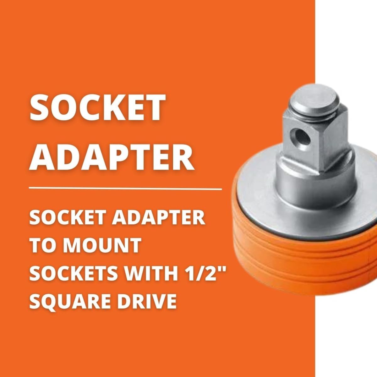 Fein QuickIn Socket Adapter for Seamless, Fast Accessory Changes - Compatible with Cordless Drill/Drivers with QuickIn/QuickIn Max Interface, Connects 1/2" Square Sockets - 64203002010