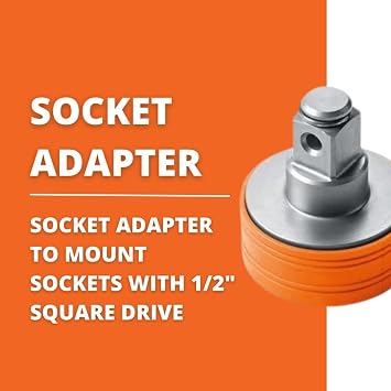 Fein QuickIn Socket Adapter | Compatible with Cordless Drill/Drivers with QuickIn/QuickIn Max Interface, Connects 1/2 Square Sockets, 64203002010