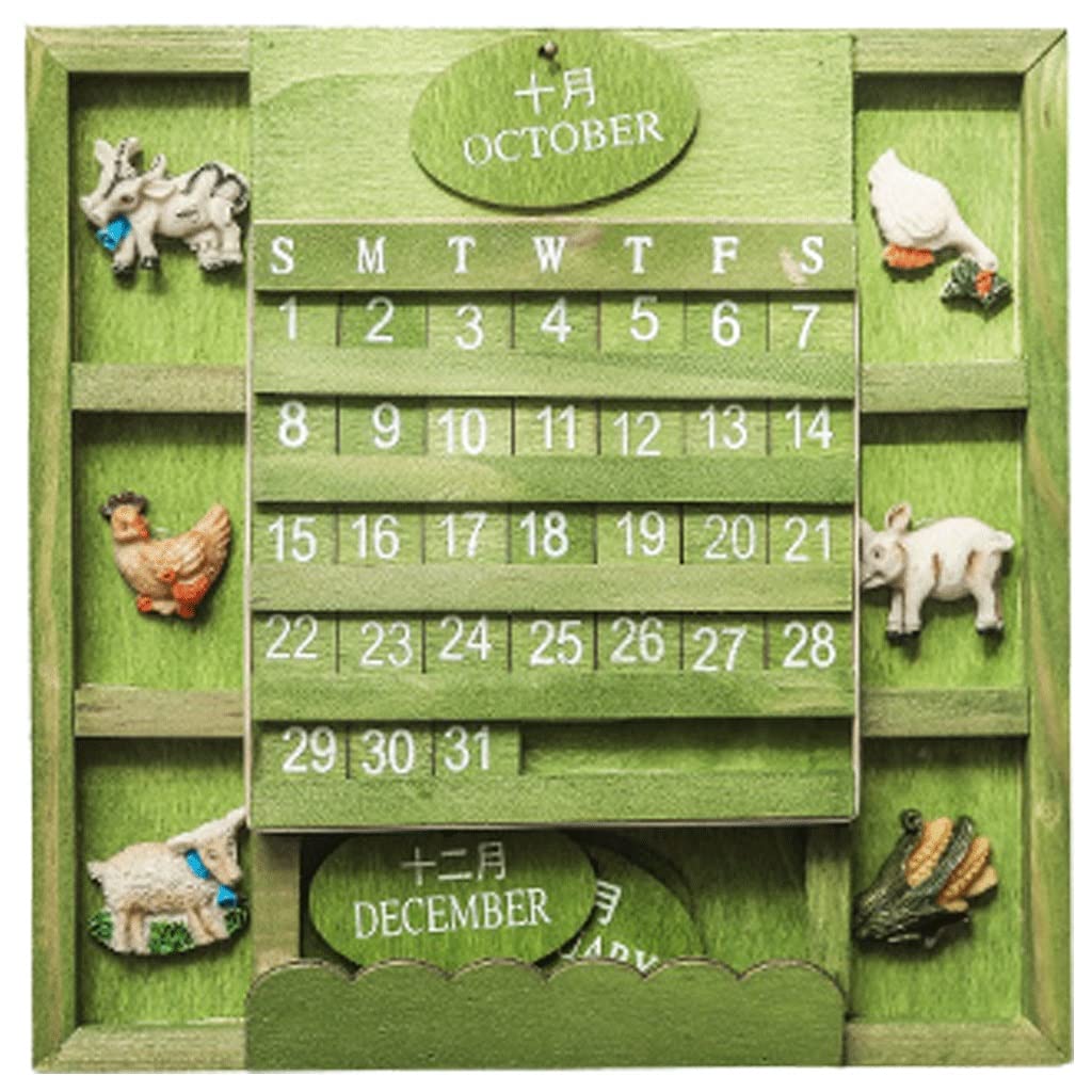 Calendario da parete Calendario da tavolo creativo vintage 2022, wallmount cubi di legno regolabile calendario calendario perpetuo perpetua for ornamenti for ufficio ufficio Ufficio ( Color : Green )