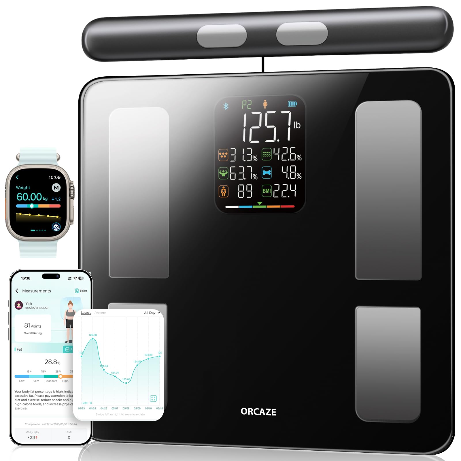 Photo 1 of ORCAZE Smart Body Composition Scale - Black