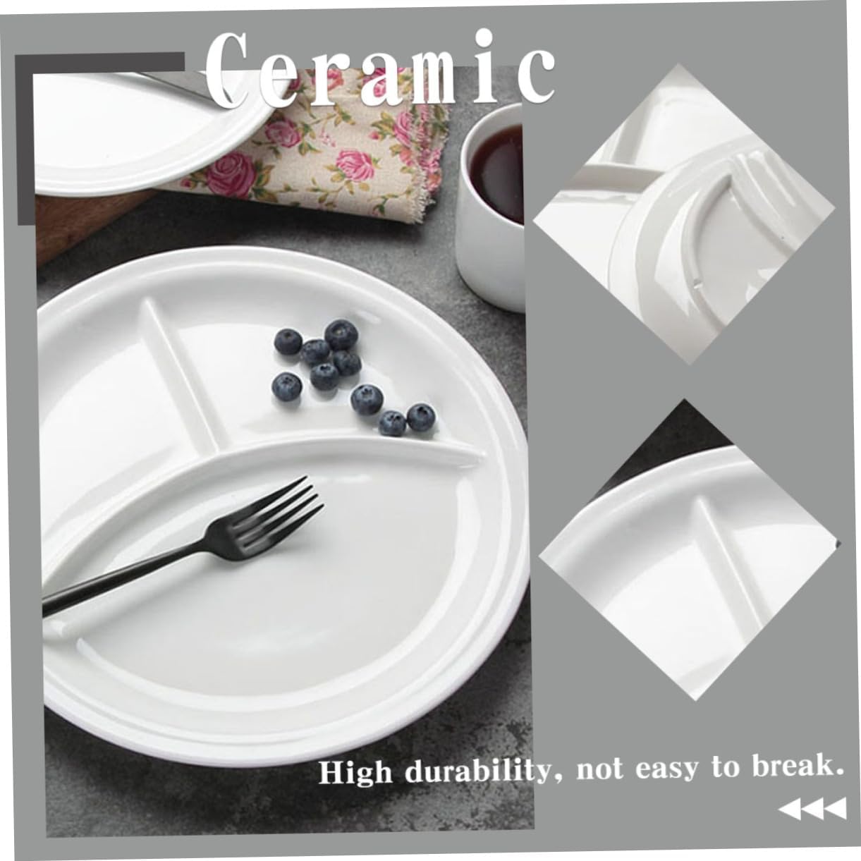 IMIKEYA Quality Ceramic Separate Dinner Plates Boy Girl Meal Plate Boy Girl Divided Home Accessory