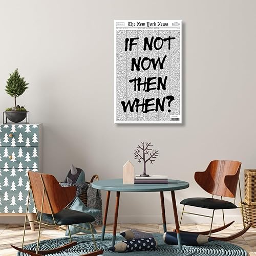 Miniatura 6 de Pósteres de citas positivas en blanco y negro, arte de pared If Not Now Thing When Retro Apartamento Dormitorio Decoración, 24 x 36 pulgadas, sin