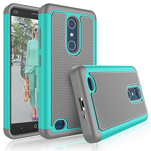Tekcoo ZTE Zmax Pro Case, ZTE Blade X Max Cute Case, [Tmajor] Shock Absorbing [Turquoise] Adorable Rubber Silicone Plastic Scratch Resistant Defender Bumper Hard Cases Cover for ZTE Z983 Z981