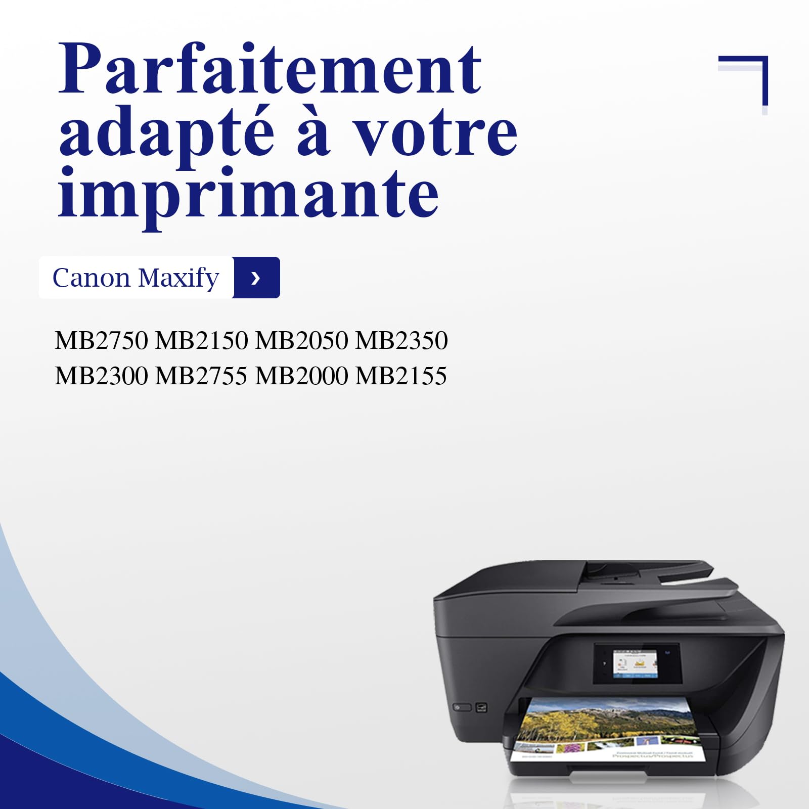 2 Cartouches D'encre Noire Compatibles Canon MAXIFY - Modèles MB2150 MB2350 MB2755, Capacité 38ml, Référence C-1500Bk