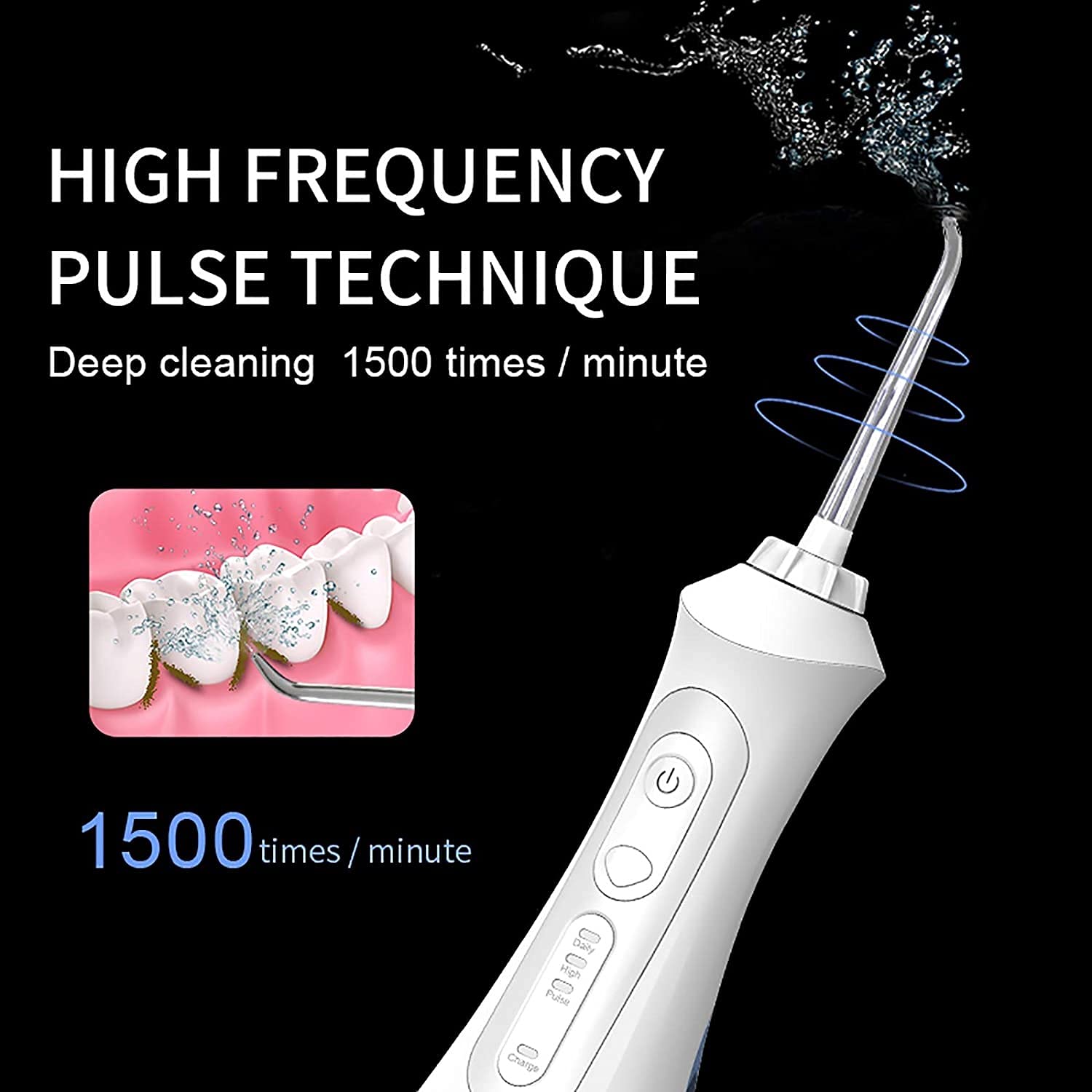 Idropulsore, irrigatore orale dentale senza fili, 3 modalità, impermeabile IPX7, portatile e ricaricabile, per casa e viaggio