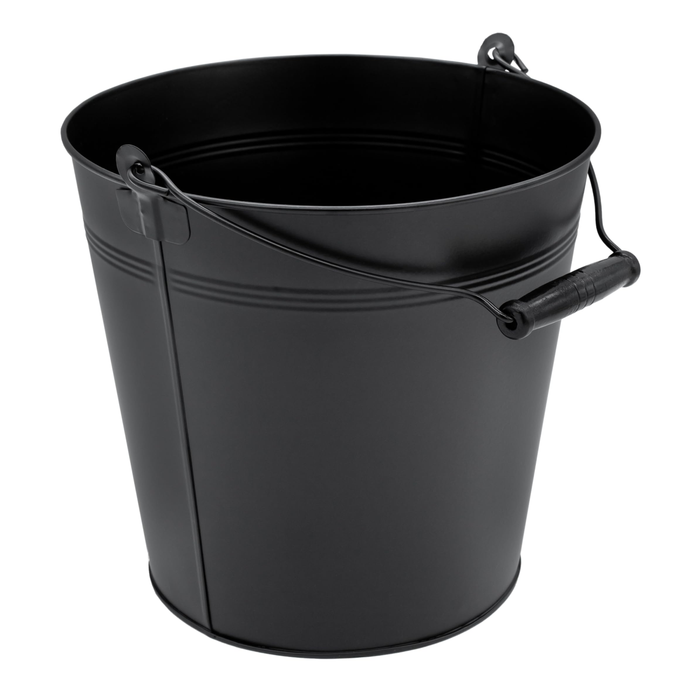 Secchio decorativo in zinco con manico in legno – Nero / 10 L – Secchio in metallo per piantare o trasportare – Spetebo