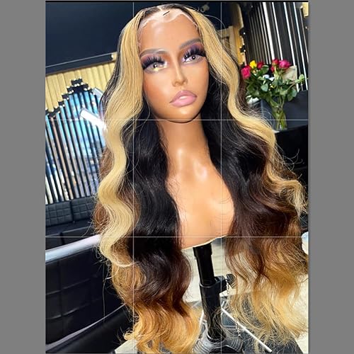 Miniatura 2 de Pelucas de cabello humano con cierre de encaje degradado, ondulado, 4x4, HD, con cierre frontal, de encaje transparente, #427, color marrón con