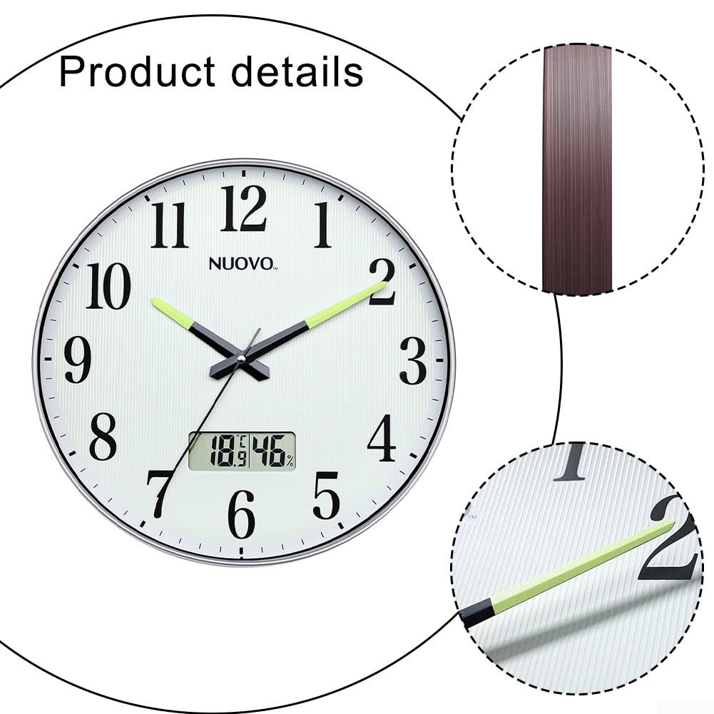 Reloj de pared de plástico digital de 12 pulgadas con humedad
