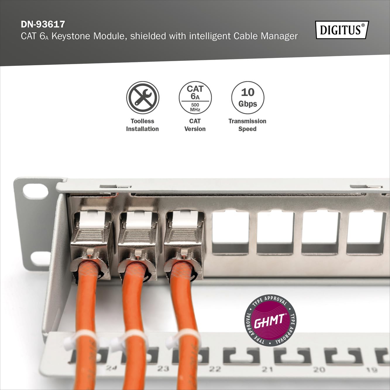 DIGITUS Modulo Keystone Cat-6A schermato RJ45 Jack 500 MHz 10GBase-T AWG 26-22