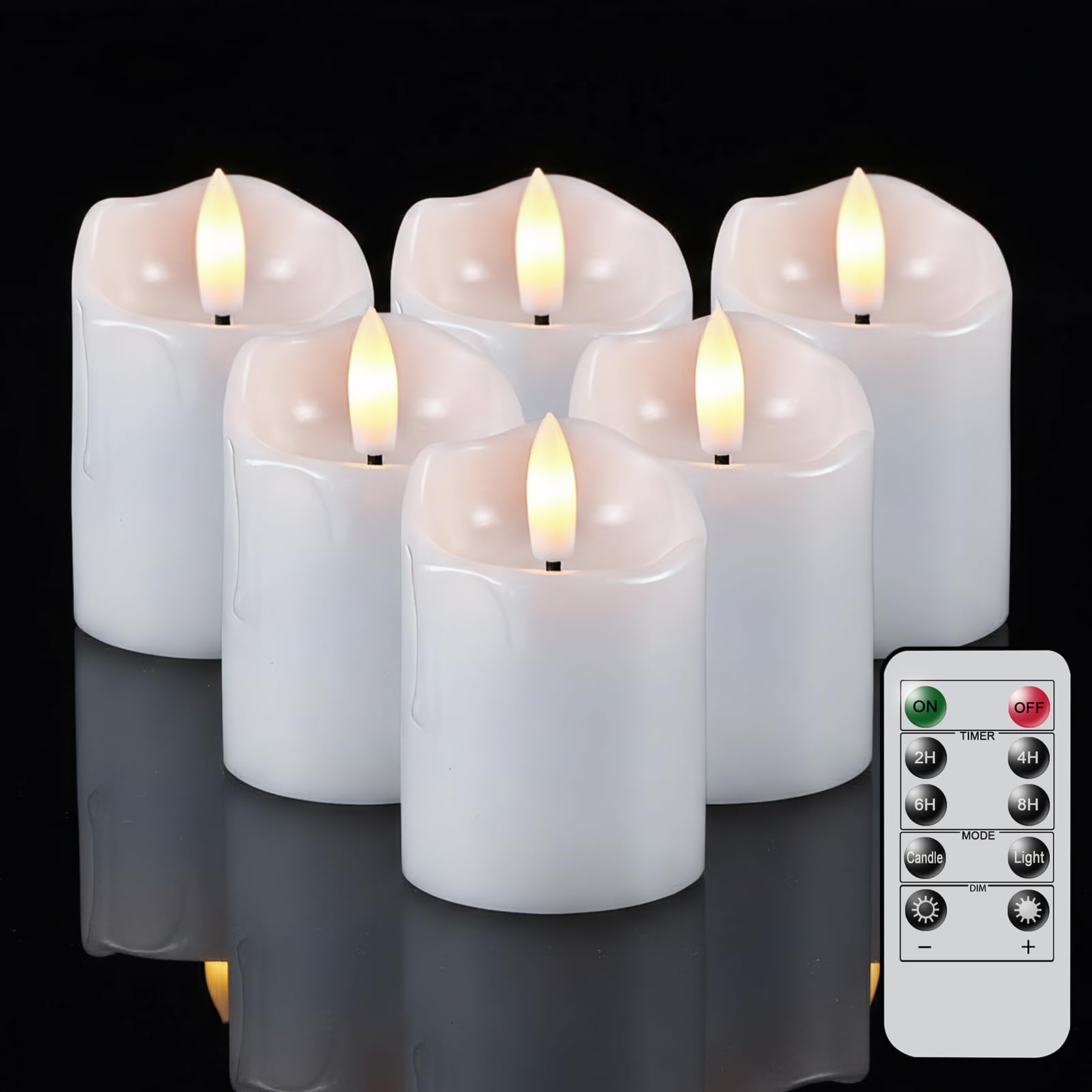 Eldnacele LED Votive Candles, Battery Candles with Remote and Timer, 6 Pack