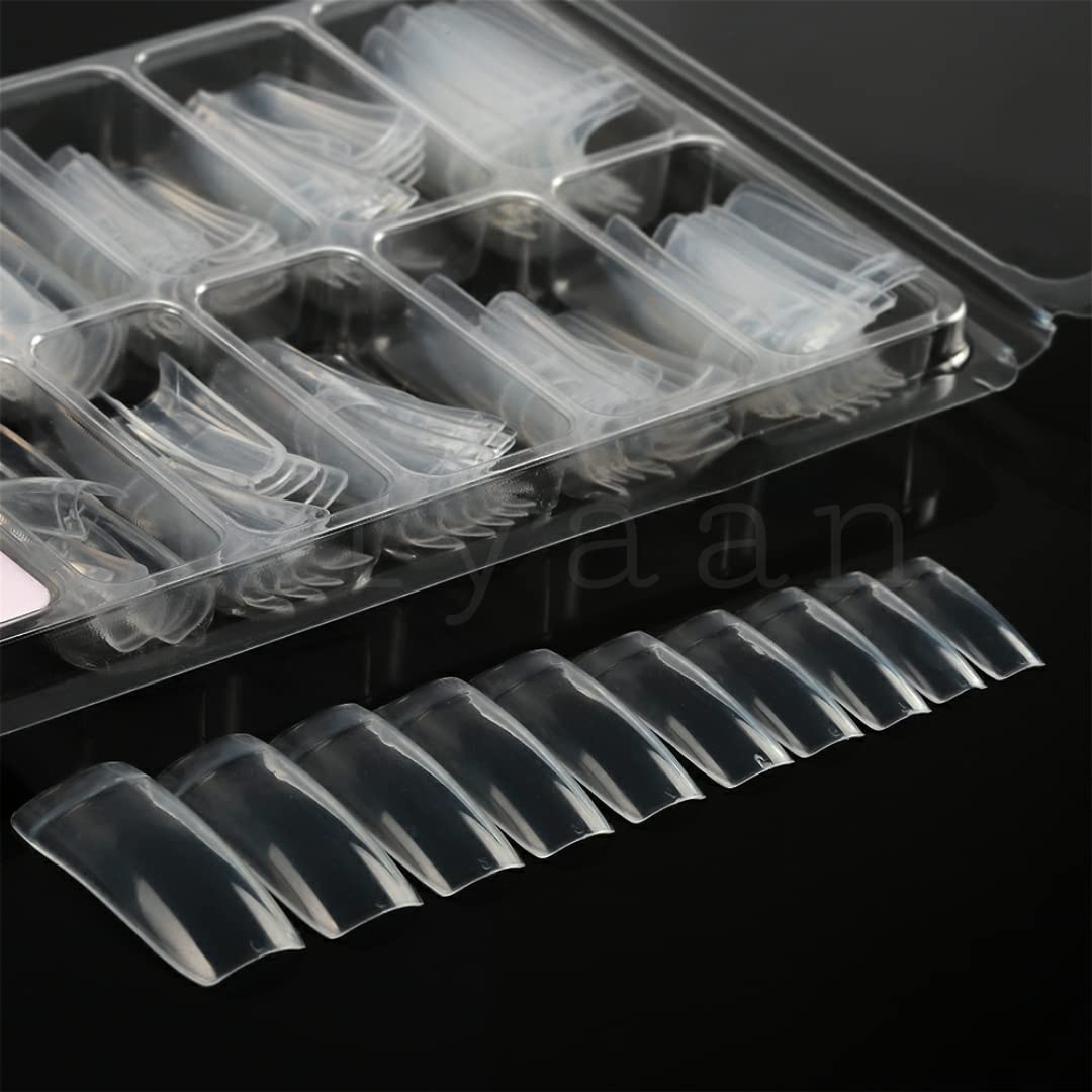 Kiyaan Clear False Nails Tips Box of 10 Sizes Nail Extension Form 100pcs Poly Gel Acrylic Mold Artificial Dual Forms System UV DIY Polish Manicure Tool 100PCs/Fingernails Full Cover French Tip 1