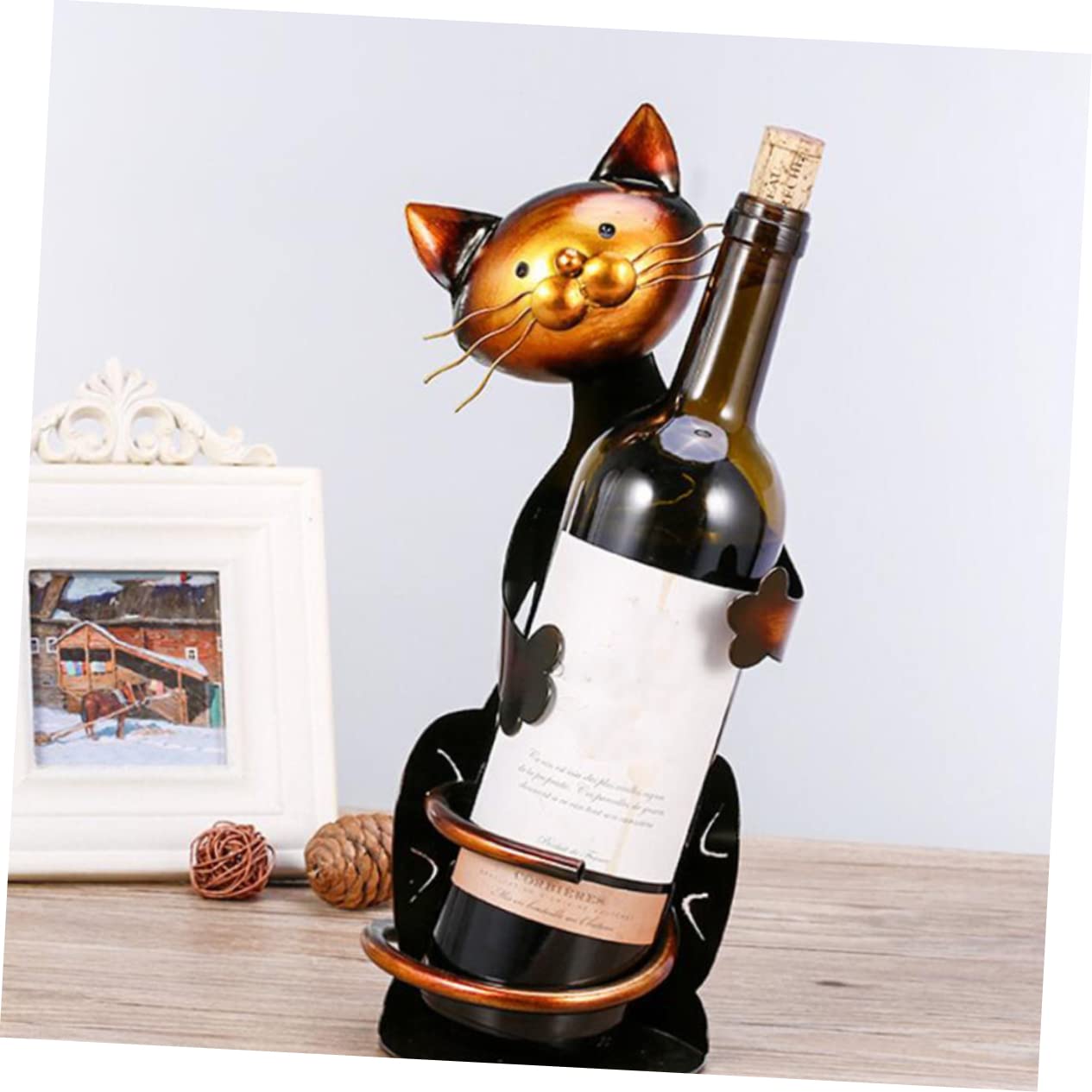 Alipis Porte-Bouteilles De Vin Rouge en Fer pour Chat Présentoir À Vin Rouge Décoration Dintérieur Pratique Et Robuste