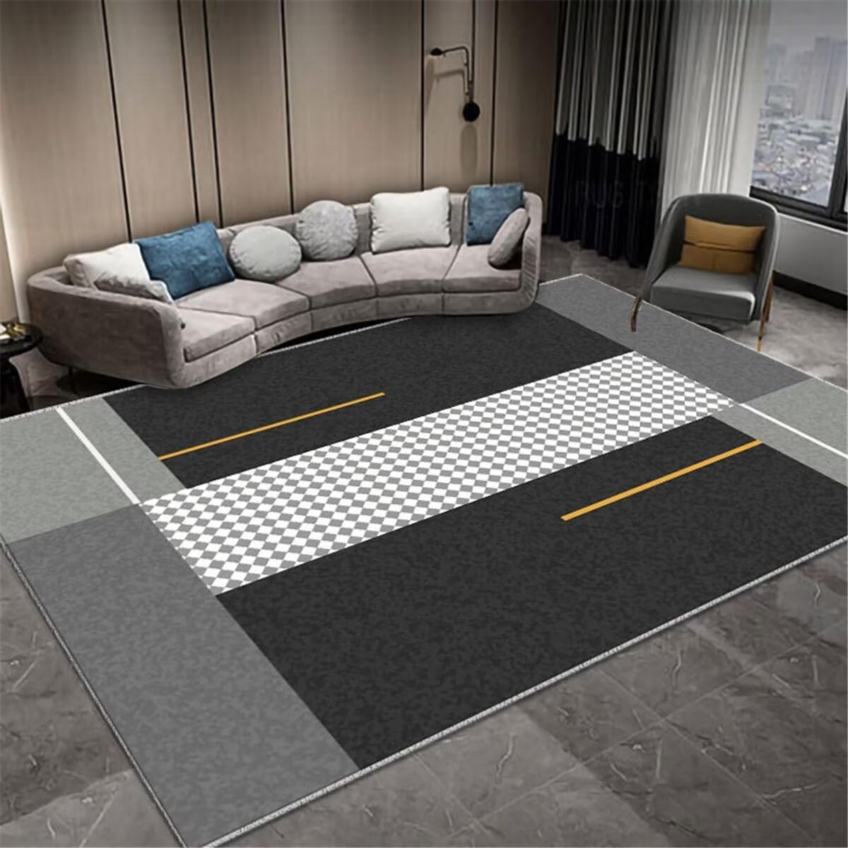 Tapis de salon gris simple contemporain deco pour chambre et salon 80x120