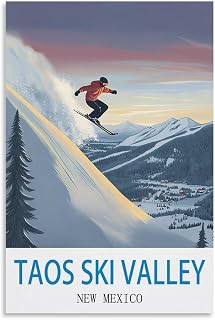 DINGNE Taos Ski Valley New Mexico Vintage Travel Posters 12x18inch(30x45cm) Canvas Wall Posters And Art Pictures Prints Paintings Bedroom Decor