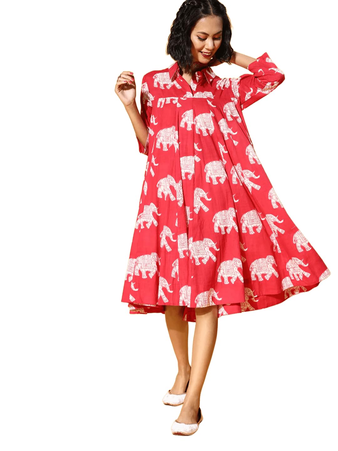 open lace back dress Crimson Elephant Bishop Smock Dress