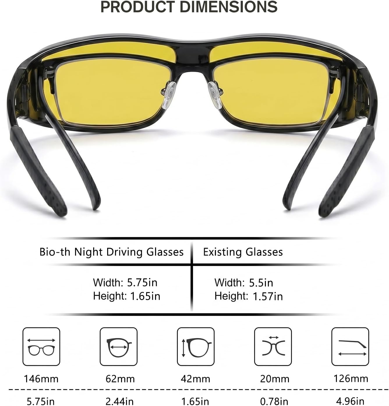 Night Vision Driving Glasses Men Women, HD Polarized Fit Over Glasses