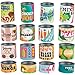 Cans Toys Grocery Store Play Set - 16-Piece Stackable Cardboard Cans with Removable Lids, Kids Pretend Play Food Canned Goods, Playhouse Kitchen Accessories for Boys and Girls, 16 Assorted Designs