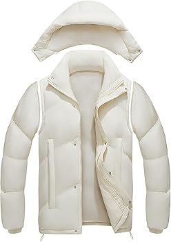 GINGTTO Mens Waterproof Puffer Jacket with Hood Insulated Winter