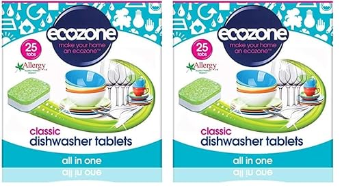 Ecozone Classic Dishwasher Tablets, Effective Cleaning Formula Cuts Through Grease & Grime, Natural Vegan & Non Toxic Tabs, Plant Based Plastic-Free, Leaves No Residue (Pack of 50 Capsules)