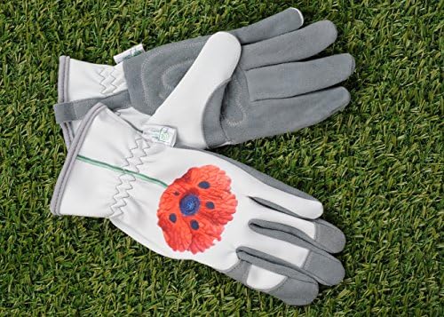 Gold Leaf The RHS Collection Chelsea Ladies Deerskin Gardening Gloves, Grey/Red