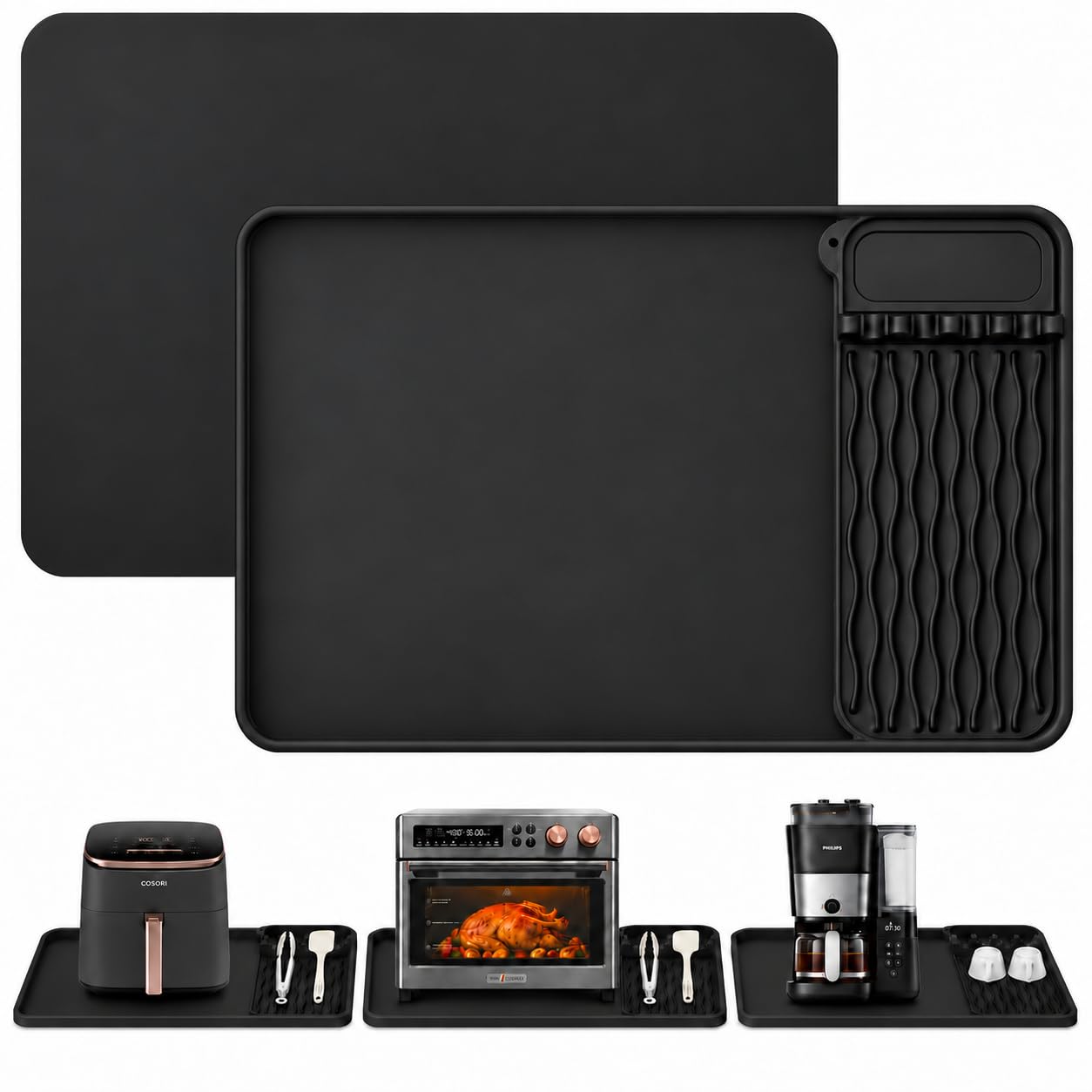 Silicone Heat Resistant Mats for Countertop, 25x16 Inch Air Fryer Mats