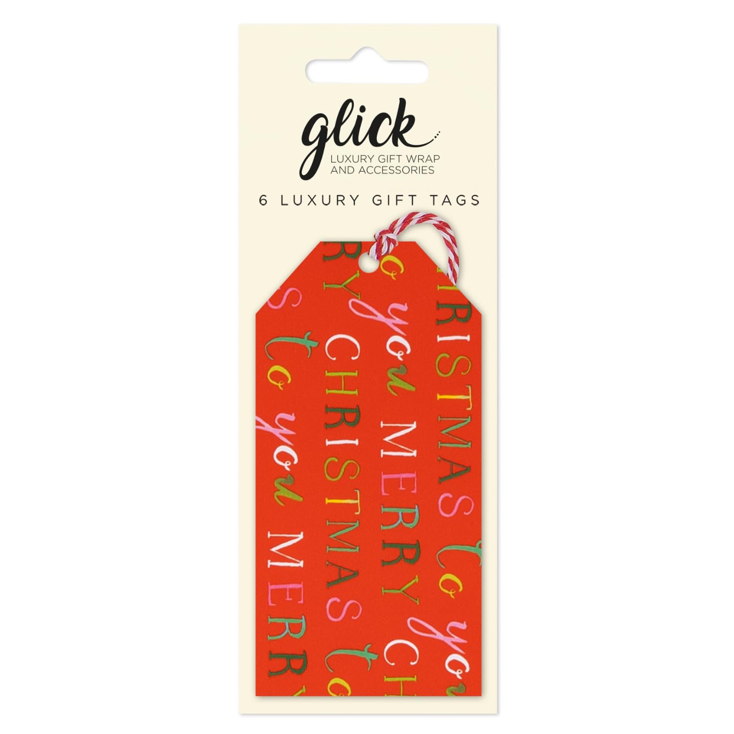 Glick Multi-Coloured Christmas Gift Tags, Exquisite Christmas, Pack Of 6, Fully Recyclable