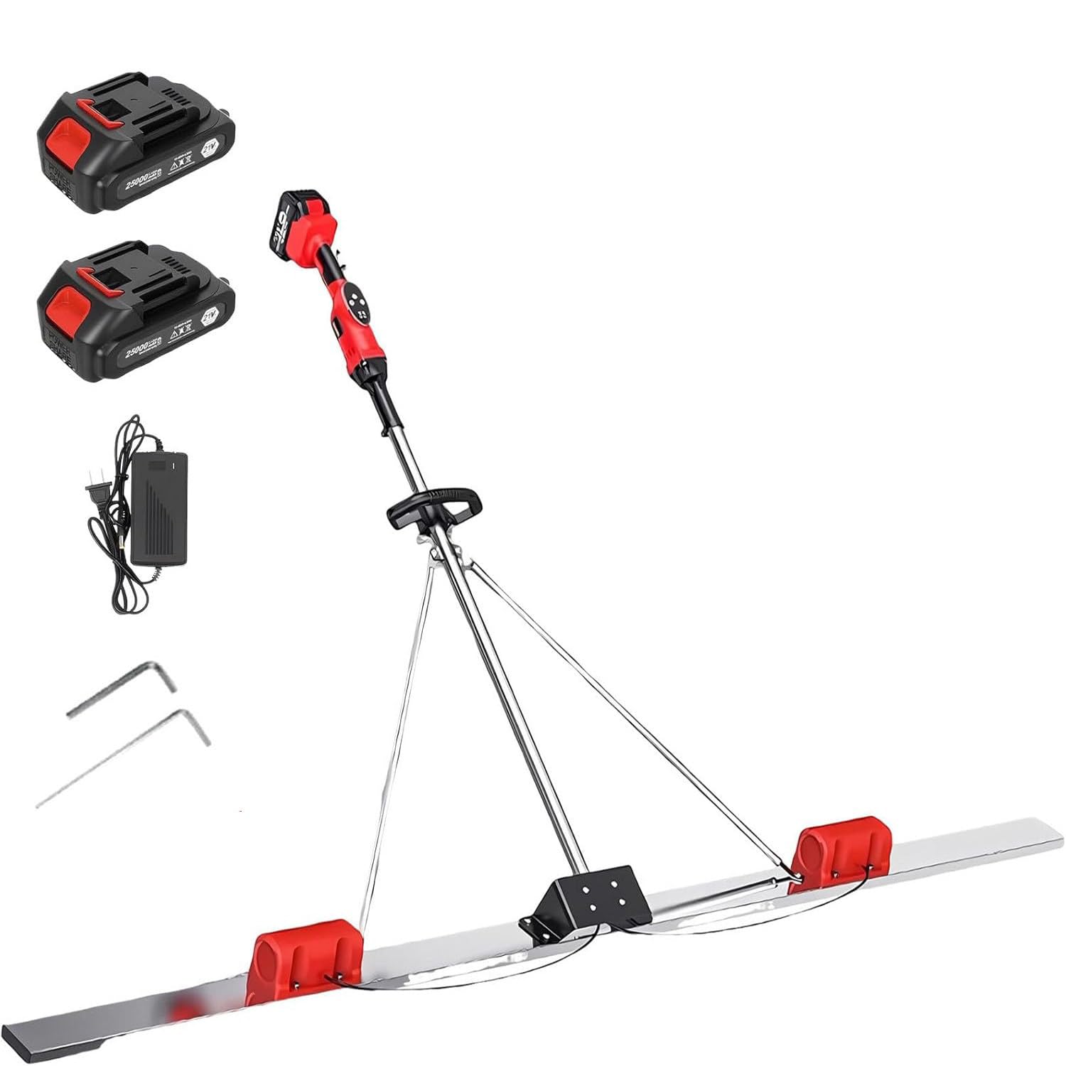 Concrete Vibrating Tool Electric Cordless Screed Finishing Machine - 9 Speed Setting Power Concrete Screed Vibrator Kit with Battery, Leveling Ruler and Stainless Steel Board for Smooth Cement 1.5M