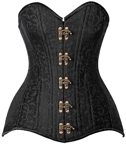 Daisy Corsets Top Drawer Curvy Black Brocade Double Steel Boned Overbust Corset #TOP9