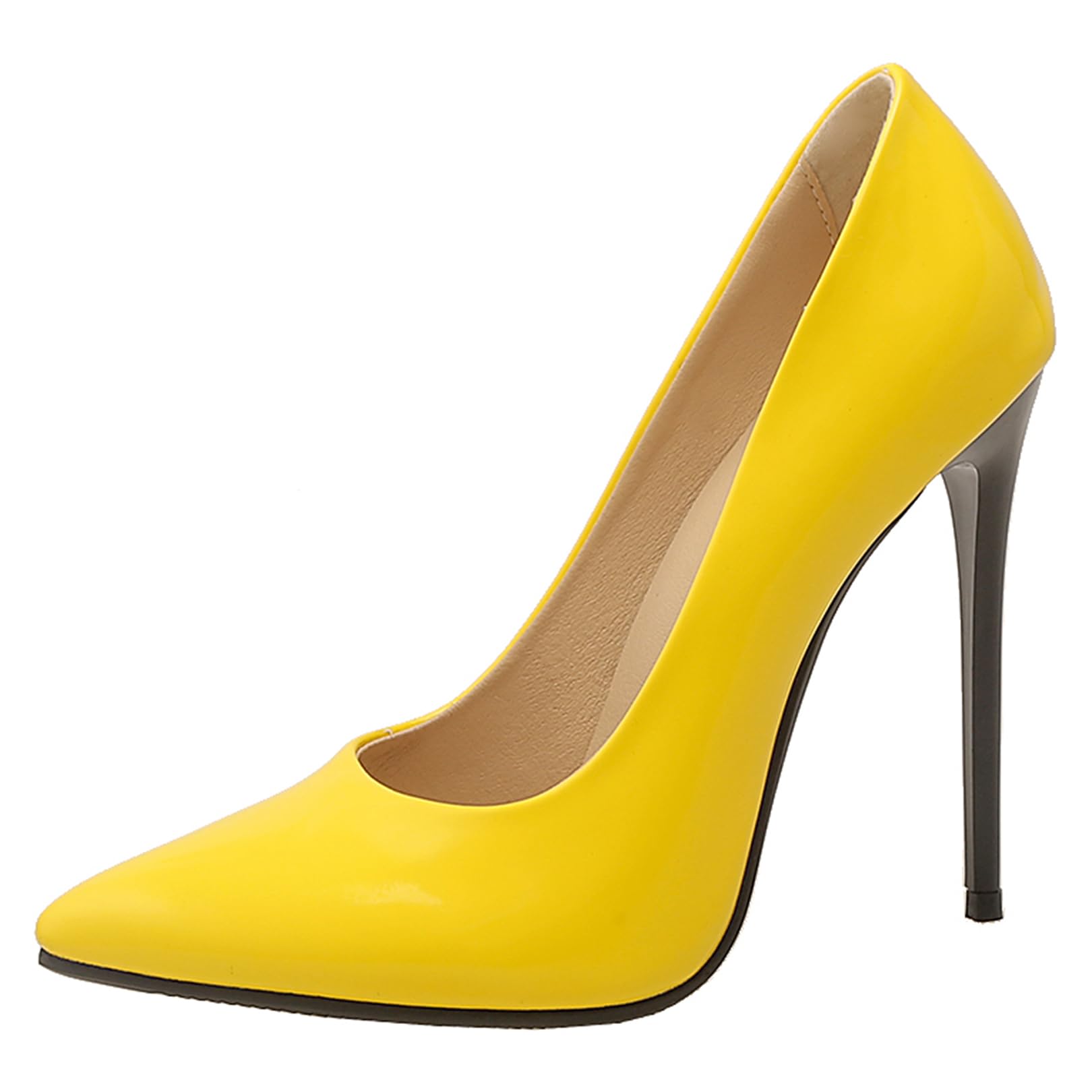 Décolleté a Spillo da Donna Tacco Alto Scarpe Appuntito Senza Chiusura Semplici Scarpe da Sera, Numero 33-51
