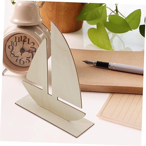 Miniatura 7 de 10 unids DIY Barco Forma Virutas de Madera Sin Terminar Pintura Base de Arcilla para Decoración al Aire