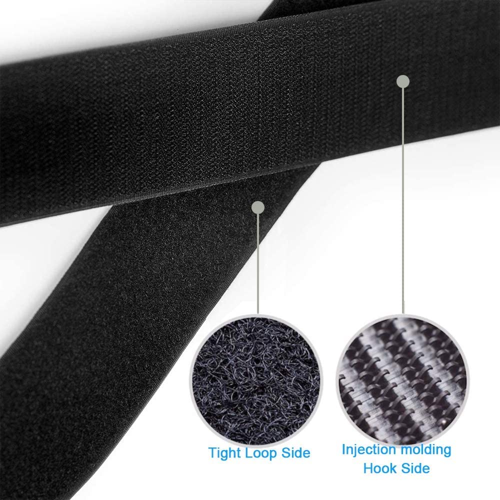 Turtlegrip Non Adhesive Hook & Loop Tape,Fabric Fastener Interlocking Tape for Sewing Crafts, DIY, Clothes, Shoes etc. black25Mx25MM 2