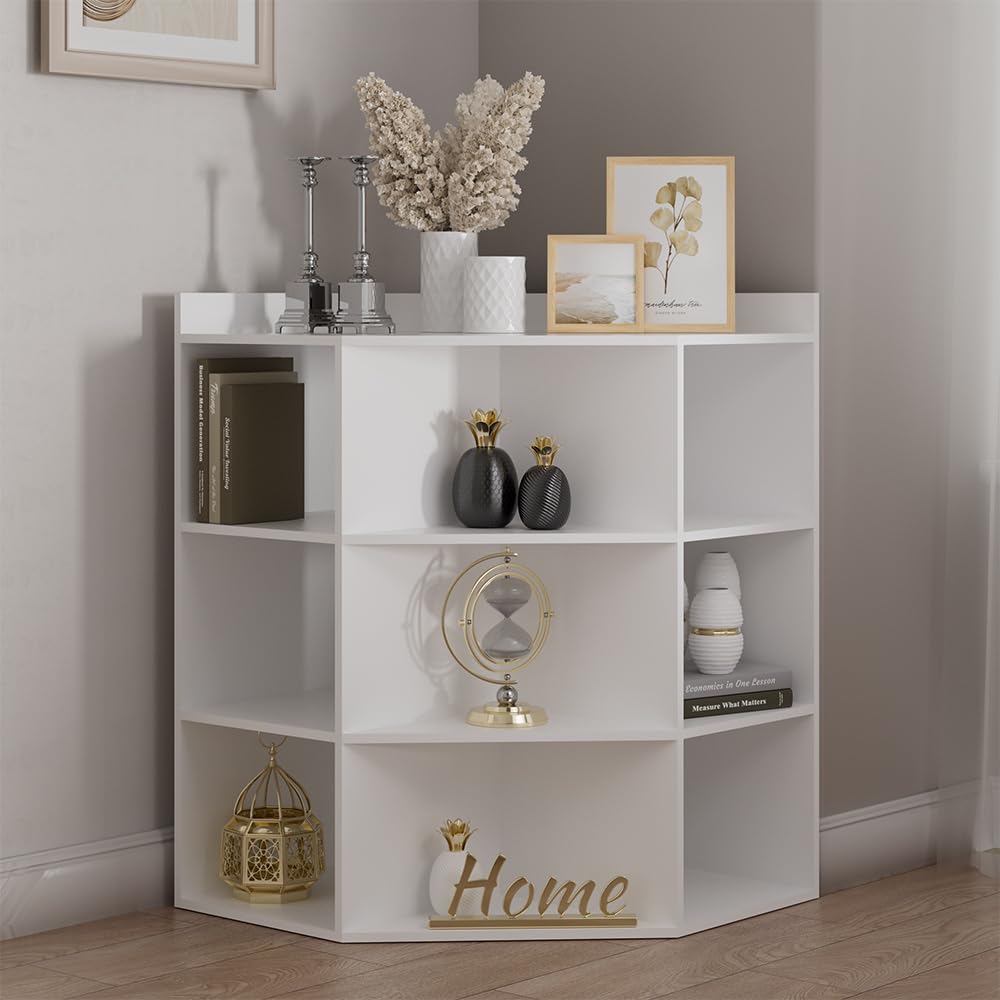 Vicco Scaffale angolare Elina, Bianco, 60 x 80 cm, per conservare ed esporre libri o oggetti decorativi