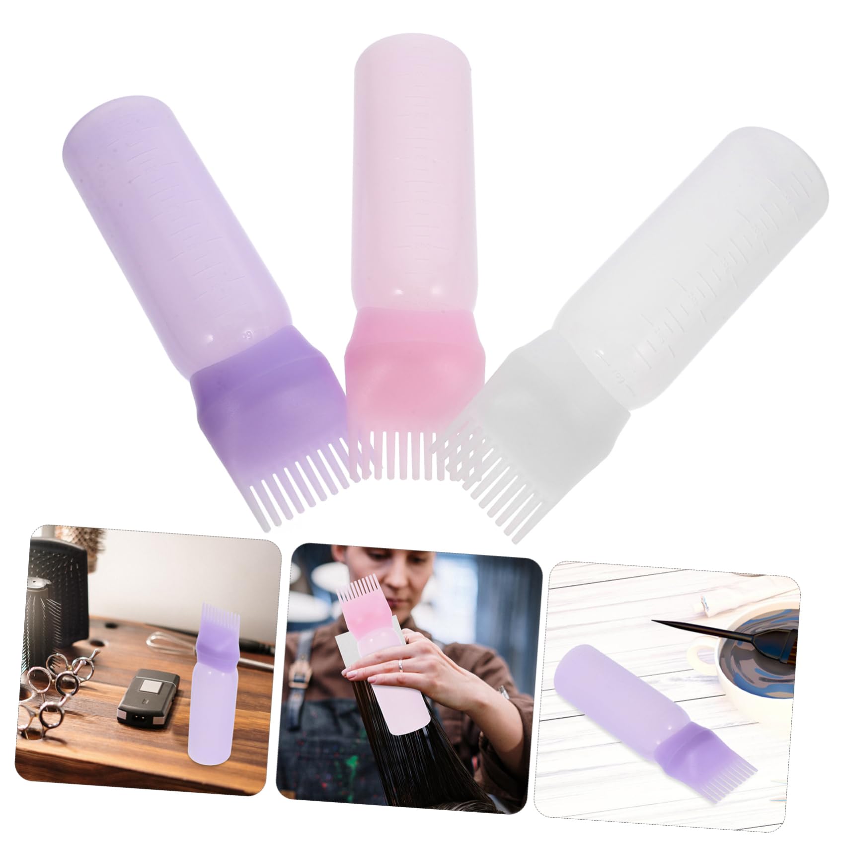 Mikinona Haarfärbeflasche Mit Kammapplikator 3 Stück Abgestufte Skala Kunststoff Für Präzises Auftragen Von Haarfarbe Und Haartönungen Verwendung Im Salon Und Zuhause