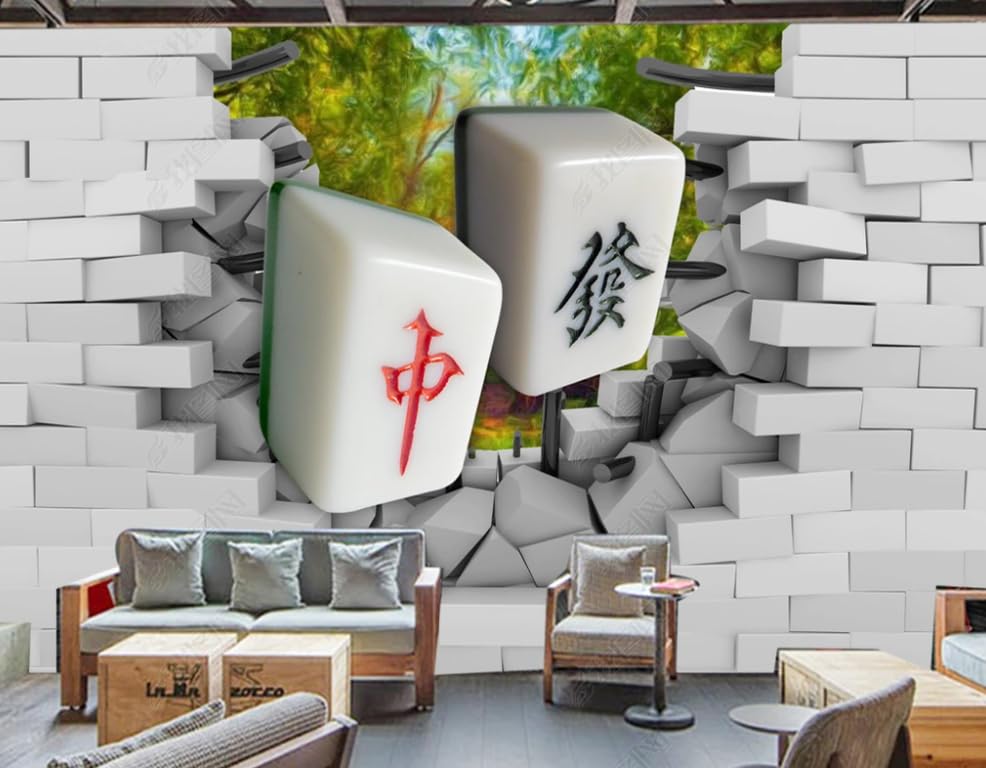 Papier Peint Intissé 3D Mahjong Poster Géant Mural Salon 400x280