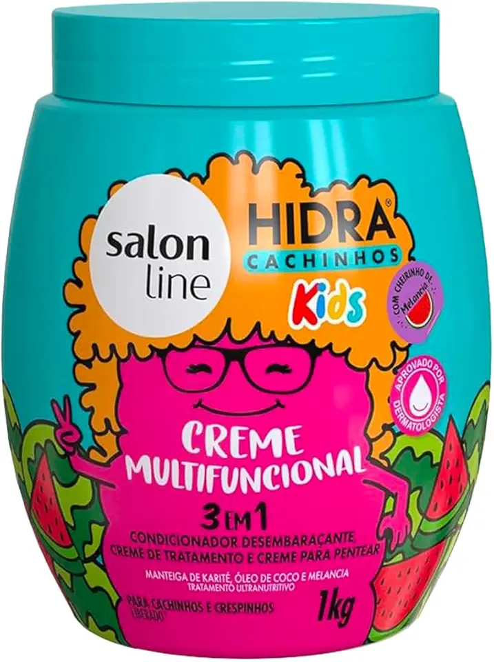 Salon Line, Creme Multifuncional 3 em 1, Hidra Cachinho Kids, Vegano - Para Cabelos Cacheados e Crespos, 1Kg