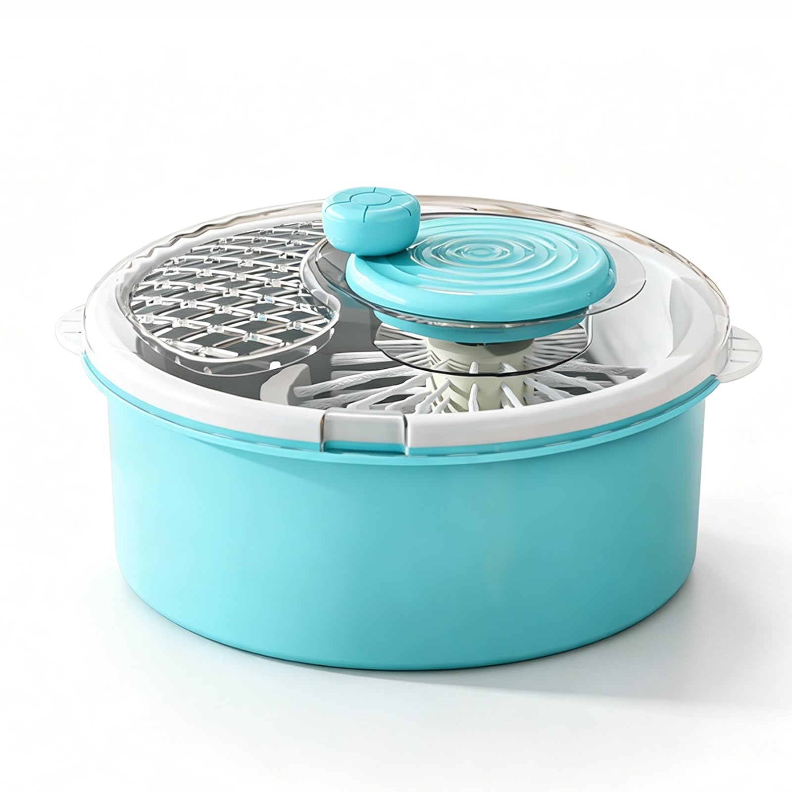 Centrifugadora De Lechuga, Lavadora De Frutas Y Verduras Manual, Lavadora De Ensaladas Giratoria, para Bayas, Uvas, Granos, para El Hogar, Apartamento, Camping, Cocina Y Blue