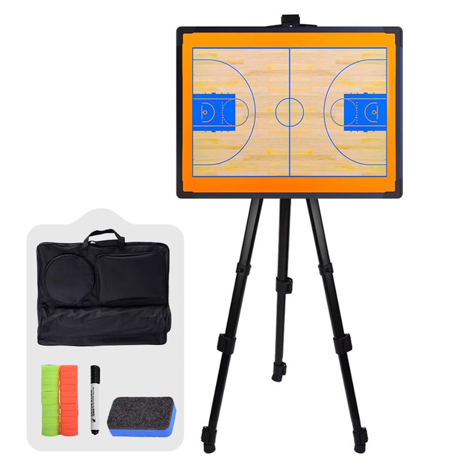 Pizarra de Entrenamiento de Baloncesto, Portapapeles Táctico Magnético con Trípode, Pizarra Blanca de Borrado en Seco de Doble Cara, Altura Ajustable, for Entrenamiento