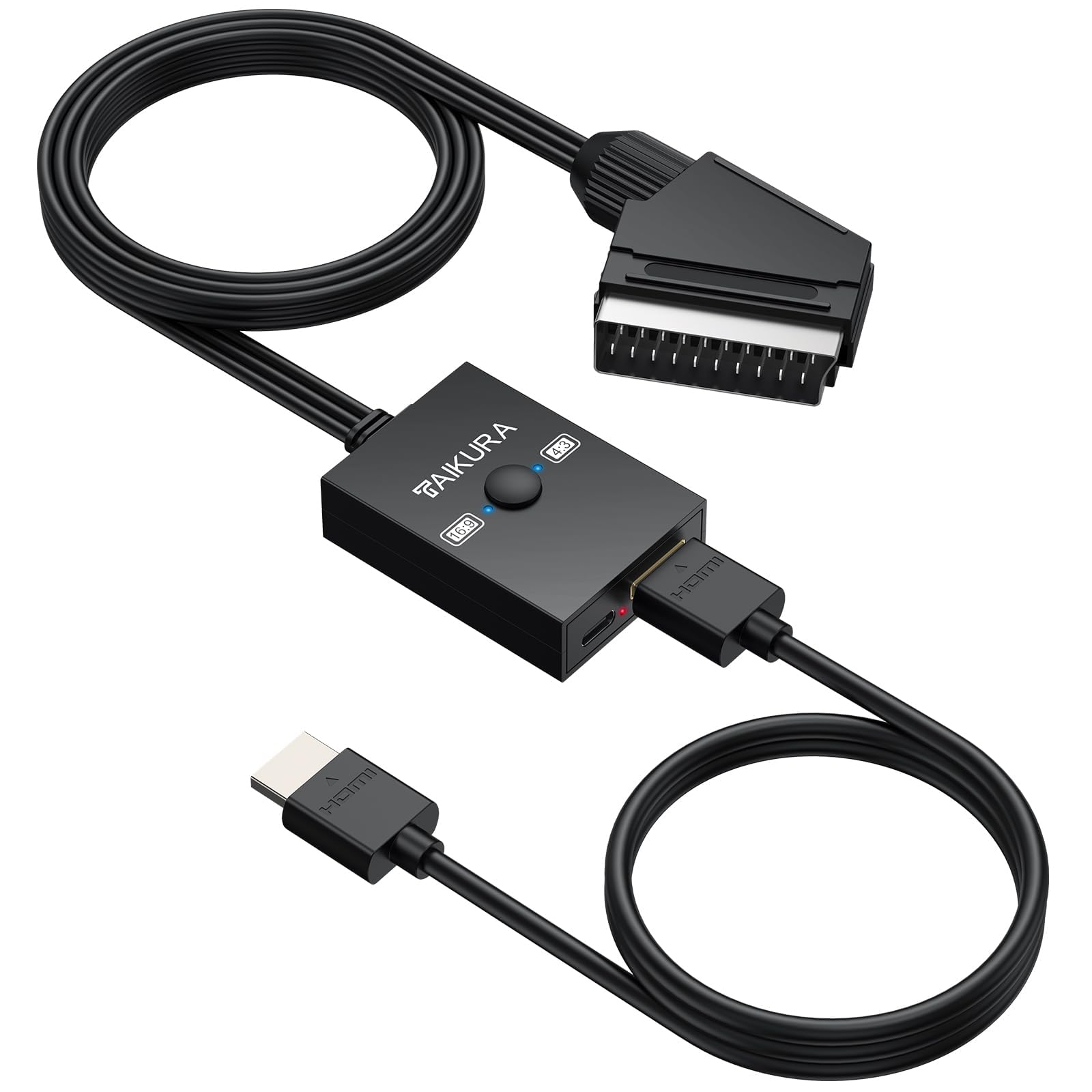 RCA to HDMI Converter with 4:3/16:9 Switch, 1080P AV Composite Video Adapter with USB Cable, Supports PAL/NTSC for Wii PS2 DVD VHS to HDTV or Monitor — view 9