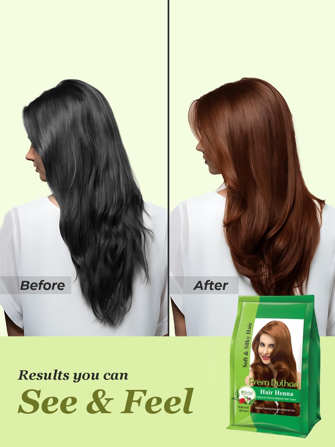 Prem Dulhan Hair Henna Natural Henna Based Hair Color |Natural Brown| -125 GRM Pack of 1 4