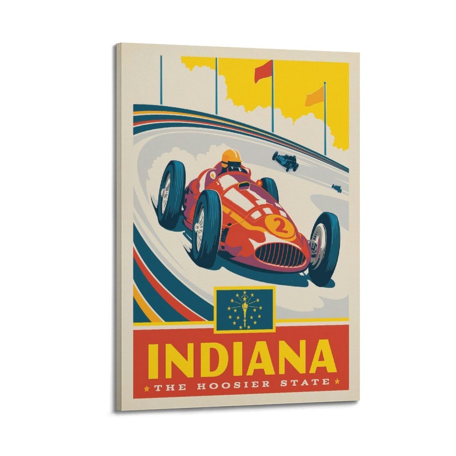 DLJGDS Vintage Travel Posters Indiana State Pride Decorative Painting Canvas Wall Posters And Modern Family Bedroom Decor 24x36inch(60x90cm)