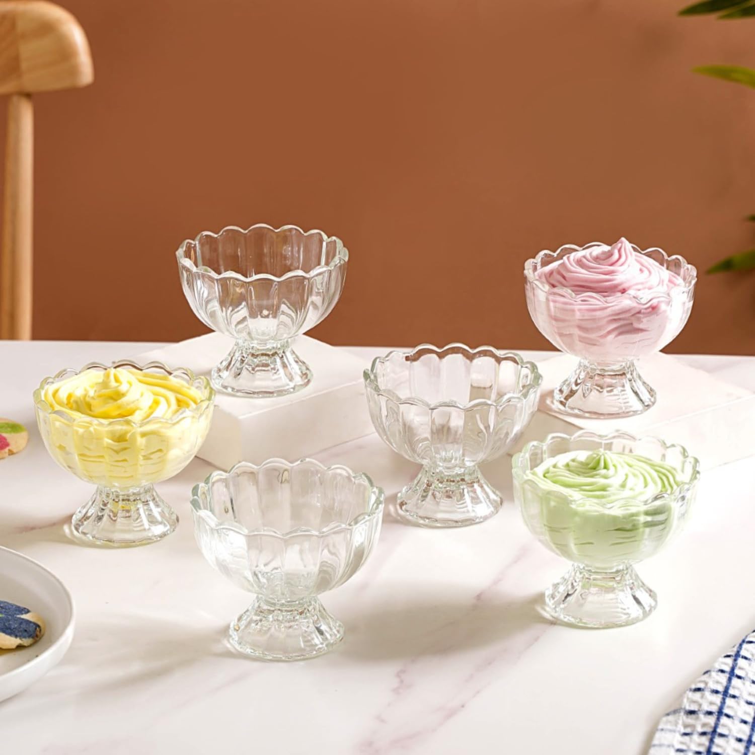 Nestasia Glass Bowl Set of 6 for Ice Cream, Food-Safe Scratch-Resistant Bowls with Textured Surface, 120ml Each (B0CK4VBBRX) Amazon Price History, Amazon Price Tracker