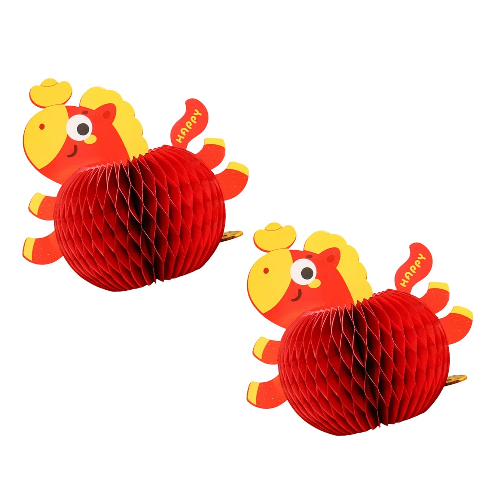 YWLUUOO 2Pcs Year of Horse Decoration Figurine Paper Folding Ornament for Tabletop Shelf Chinese New Year Party Decoration Lucky Paper Ornament