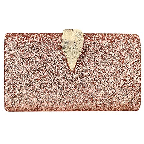 Bolso bandolera elegante para mujer, con lentejuelas, para novia, fiesta, fiesta, baile, para mujer, elegante, para mujer, oro rosa, talla única Cover