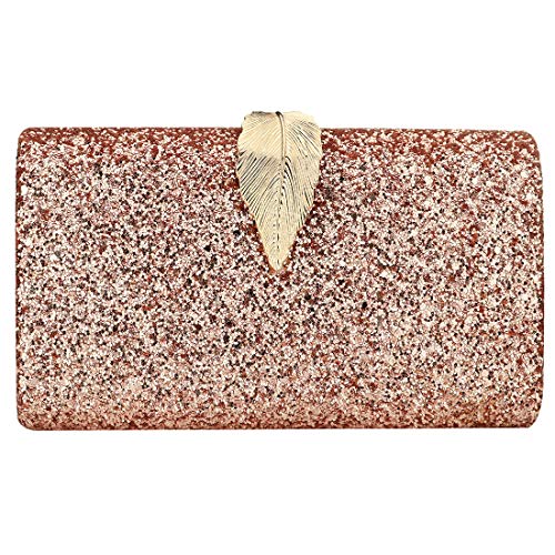 Gelory Pochette de soirée à paillettes pour femme - Sac à main élégant pour mariage, fête, bal de fin d'année, sac à bandoulière pour femme, rose gold, taille unique