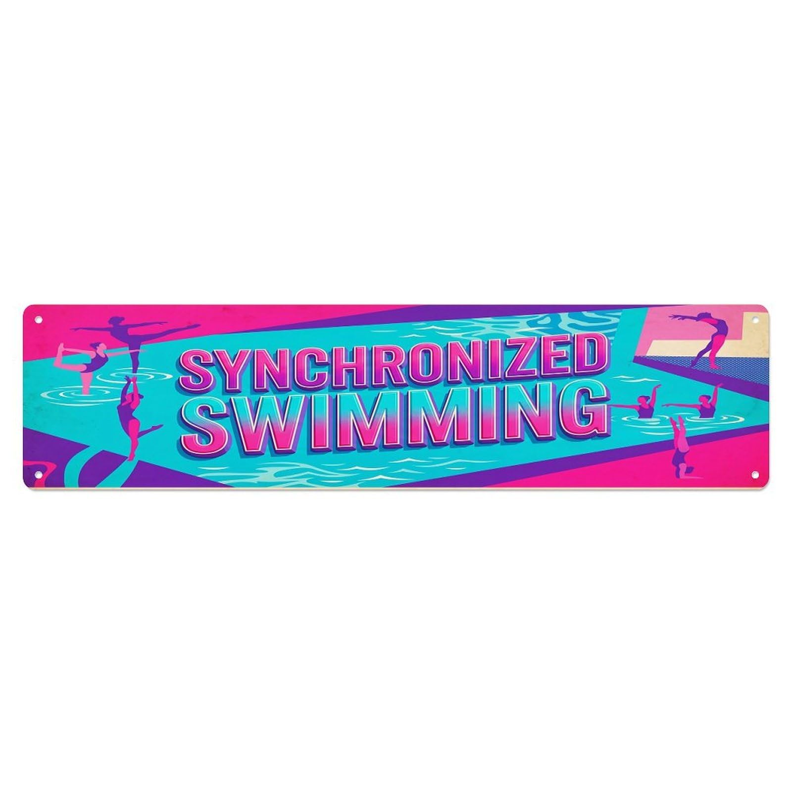 Cmhok Vintage Style Vintage Synchronized Swimming Outdoor Activity Sports Metal Tin Sign Wall Decor For Cafe, Club, Garden Metal Poster 4X16inch